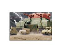 Poster vintage con carro armato Landkreuzer P1000 Ratte tedesco super pesante, poster decorativo da parete su tela, stampa artistica su tela, poster decorativo moderno per camera da letto, 60 x 90 cm