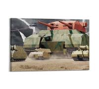 Poster vintage con carro armato Landkreuzer P1000 Ratte tedesco super pesante, poster decorativo da parete su tela, stampa artistica su tela, poster decorativo moderno, per camera da letto, 40 x 60 cm