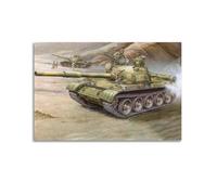 Poster vintage con carro armato sovietico T-62, 1a divisione corazzata dell'esercito siriano, Libano, 1982, poster decorativo su tela da parete e stampa artistica moderna per la camera da letto della