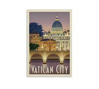 Poster vintage con città europea, italia, città del Vaticano, decorazione artistica su tela, poster da parete e stampa artistica moderna per la camera da letto, 60 x 90 cm