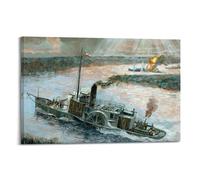 Poster vintage con corazzata del 1920, guerra polacca sovietica, fiume polacco, poster decorativo da parete su tela, stampa artistica su tela, poster decorativo moderno per la camera da letto o per la