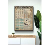 Poster vintage con la conoscenza del kitesurf, con aquiloni, surf, surf, regalo, decorazione artistica da parete, kitesurf, decorazione divertente per camera e ufficio, 15 x 20 cm