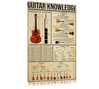 Poster vintage con la scritta "Conoscenza della chitarra, note di chitarra, anatomia della chitarra, cabina per strumenti musicali, negozio, cartello in metallo e alluminio, decorazione da parete, 8x