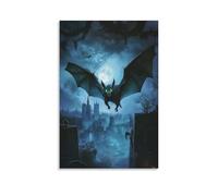 Poster vintage con pipistrello della città antica, tela da parete, decorazione estetica, soggiorno, camera dei bambini, dormitorio, bar, bagno, adatto per camera da letto, palestra, 60 x 90 cm, senza