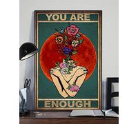 Poster vintage con scritta "Be Kind To Your Mind", per la salute mentale, sensibilizzazione della salute mentale, poster con testa di capo, con scritta "Love Yourself", in metallo, 20 x 30 cm