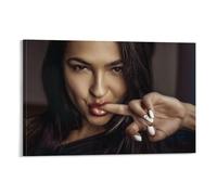 Poster vintage con scritta "Hot Girl Covering Her Mouth with Middle Finger Gesto Poster Vintage Art Wall Canvas Decoration Estetic, Living Room, Kids Room Dormitory, Cafe, Bathroom, Suitable for