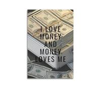 Poster vintage con scritta "I Love Money And Money Loves Me", stampa artistica su tela, 30 x 45 cm