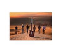 Poster vintage con scritta "Six Boys on The Road Away from Guitar Way", tela da parete, decorazione estetica, soggiorno, camera dei bambini, dormitorio, bar, bagno, adatto per camera da letto