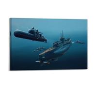 Poster vintage con sottomarino della Seconda Guerra Mondiale del 1941 12 19 1 Assault from the Deep - Stampa artistica su tela decorativa per camera da letto, 60 x 90 cm