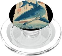 Poster vintage con squalo giapponese Ukiyo-e Art PopSockets PopGrip per MagSafe