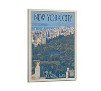 Poster vintage da parete con vista aerea di New York City, Central Park Aerial View.jpg, decorazione artistica da parete moderna su tela, 60 x 90 cm, con cornice