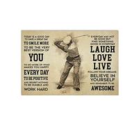 Poster vintage da parete in metallo, con scritta "Golf Man Today Is A Good Day To Have A Great Day To Smile Worry Less ", 20,3 x 30,5 cm