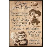 Poster vintage da parete in metallo con scritta "To My Wife" "Carl And Ellie I Became Yours You Became Mine", poster con targa in metallo, 20 x 30 cm