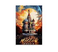 Poster vintage da parete su tela, motivo: Mosca, Russia, decorazione per la casa, 50 x 75 cm