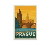 Poster vintage da viaggio di Praga con Repubblica Ceca, decorazione artistica da parete moderna per camera da letto e soggiorno, senza cornice, 30 x 45 cm