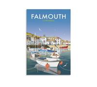 Poster vintage da viaggio Falmouth Cornovaglia Regno Unito, decorazione artistica da parete estetica moderna per camera da letto degli amici, senza cornice, 20 x 30 cm