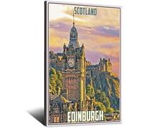 Poster vintage da viaggio su tela con skyline di Edimburgo, stampa artistica da parete, poster da 20 x 30 cm
