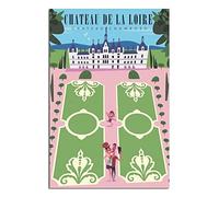 Poster vintage da viaggio su tela, stampa artistica da parete con castello della Valle della Loira, con stampa su tela, poster regalo, 30 x 45 cm