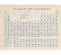 Póster vintage de la tabla periódica de elementos, de hojalata, de aluminio rústico, para decoración del aula, hogar y oficina, regalo único para profesores, 20 x 30 cm.