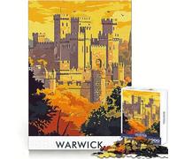 Poster vintage del Castello di Warwick, puzzle da 1000 pezzi per ragazzi, stimolante per la logica, ideale per un momento di svago rilassante, con bordi nitidi e un regalo memorabile (38x26cm)