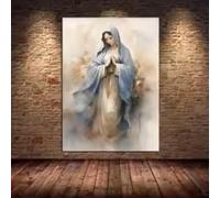 Poster vintage della Beata Vergine Maria Quadro Su Tela Preghiera cristiana cattolica, dipinto su tela, stampe murali, quadro su tela, 70x100 cm, senza cornice