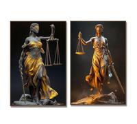 Poster Vintage Della Bilancia Della Giustizia Della Signora Della Giustizia, Giudice Justitia, Dea Themis, Dipinto Su Tela, Stampa, Tribunale, Avvocato, Arredamento Per La Casa. 21X30Cmx2Pcs Senza Tel