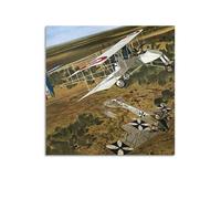 Poster vintage della prima guerra mondiale con aereo da combattimento guardato il primo combattimento tra cani, poster decorativo su tela e stampa artistica su tela, poster decorativo moderno per