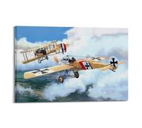 Poster vintage della Prima Guerra Mondiale con Fokker Eindecker in azione, poster decorativo da parete su tela, poster decorativo da parete e stampa artistica moderna per la camera da letto, per la