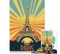 Poster vintage della Torre Eiffel di Parigi, puzzle da 1000 pezzi per adolescenti, gioco di logica e abilità, divertimento condiviso, taglio preciso, decorazione murale (38x52cm)