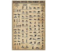 Poster vintage di Ashtanga Vinyasa Yoga Primary Seri Knowledge, cartello in metallo e alluminio, decorazione da parete, 8x6 pollici