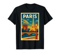 Poster Vintage di Viaggio di Parigi Retro Art Deco Fr Maglietta