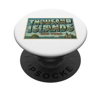 Poster vintage di viaggio Thousand Islands New York PopSockets PopGrip Adesivo