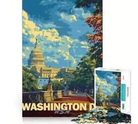 Poster vintage di Washington DC,puzzle da 1000 pezzi per adulti,gioco di memoria divertente,componenti robusti e ben definiti, alleviare lo stress (50x75cm)