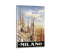 Poster vintage Duomo di Milano Milano Cattedrale di Milano con vista della città Ltaly Poster da viaggio con stampa artistica da parete in stile retrò, decorazione per la casa e l'ufficio, 30 x 45 cm