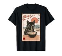 Poster vintage giapponese con gatto Ramen Kawaii Retro Anime Neko Maglietta