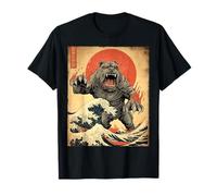 Poster Vintage Giapponese con Mostro di Pitbull, Kaiju Maglietta
