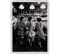 Poster vintage in bianco e nero alla moda donne drink cocktail arte da parete Funky Girly decorazione retrò alcol stampa su tela immagini tre amici per bar carrello appartamento dormitorio estetica