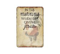 Poster vintage in latta con scritta in lingua inglese "in the moring when I ride give me jesus", per bagno, casa, giardino, negozio, bar, 20,3 x 30,5 cm, look retrò, poster in metallo per casa