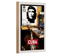 Poster vintage in legno | Che Guevara | Cuba Decorazione retrò, 12 cm x 18 cm