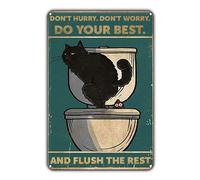 Poster vintage in metallo a forma di gatto che fa la cacca sul WC, decorazione da parete retrò, divertente targa decorativa in pollici, regalo per gli amanti, casa, bar, porta del bagno, 20 x 30 cm