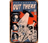 Poster vintage in metallo con scritta in lingua inglese "The truth is out there", 20 x 30 cm