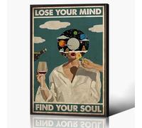 Poster vintage Lose Your Mind Find Your Soul Maximalist Wall Art 40,6 x 61,6 cm con cornice nera retrò Mid Century Modern Room Decor Salute mentale Stampa su tela per soggiorno camera da letto