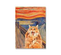 Poster Vintage L'Urlo Stampa Gatto Pittura Ad Olio Pittura Su Tela Poster Ritratto Gatto Poster Arte Murale Classica Arredamento Domestico Unico 60X90Cm Senza Telaio