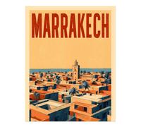 Poster vintage Marrakech paesaggio urbano arte da parete decorazione casa...