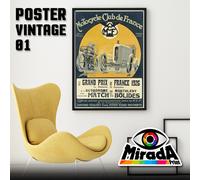 POSTER VINTAGE MOTORCYCLE CLUB DE FRANCE GRAND PRIX VELOCITA' POLOTA GARA MOTO
