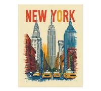 Poster Vintage New York City Skyline Wall Art Qualità Premium