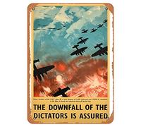 Poster vintage originale vintage della seconda guerra mondiale La caduta dei dittatori è assicurata Seconda Guerra Mondiale Targa in metallo Decorazione da parete Targa in metallo Decorazione da