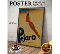 POSTER vintage PESARO Urbino Marche mare estate vacanza Adriatico bikini sabbia
