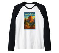Poster vintage retrò con angeli che atterrano nello Utah UT Zion Maglia con Maniche Raglan