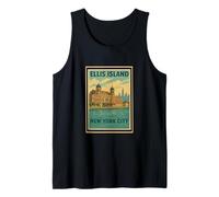 Poster vintage retrò Ellis Island New York City State NY NYC Canotta